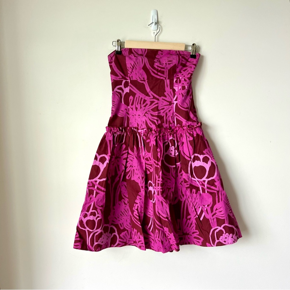 ANTHROPOLOGIE MARIMEKKO Floral Ruffled Drop Waist Strapless Dress—SZ. 4